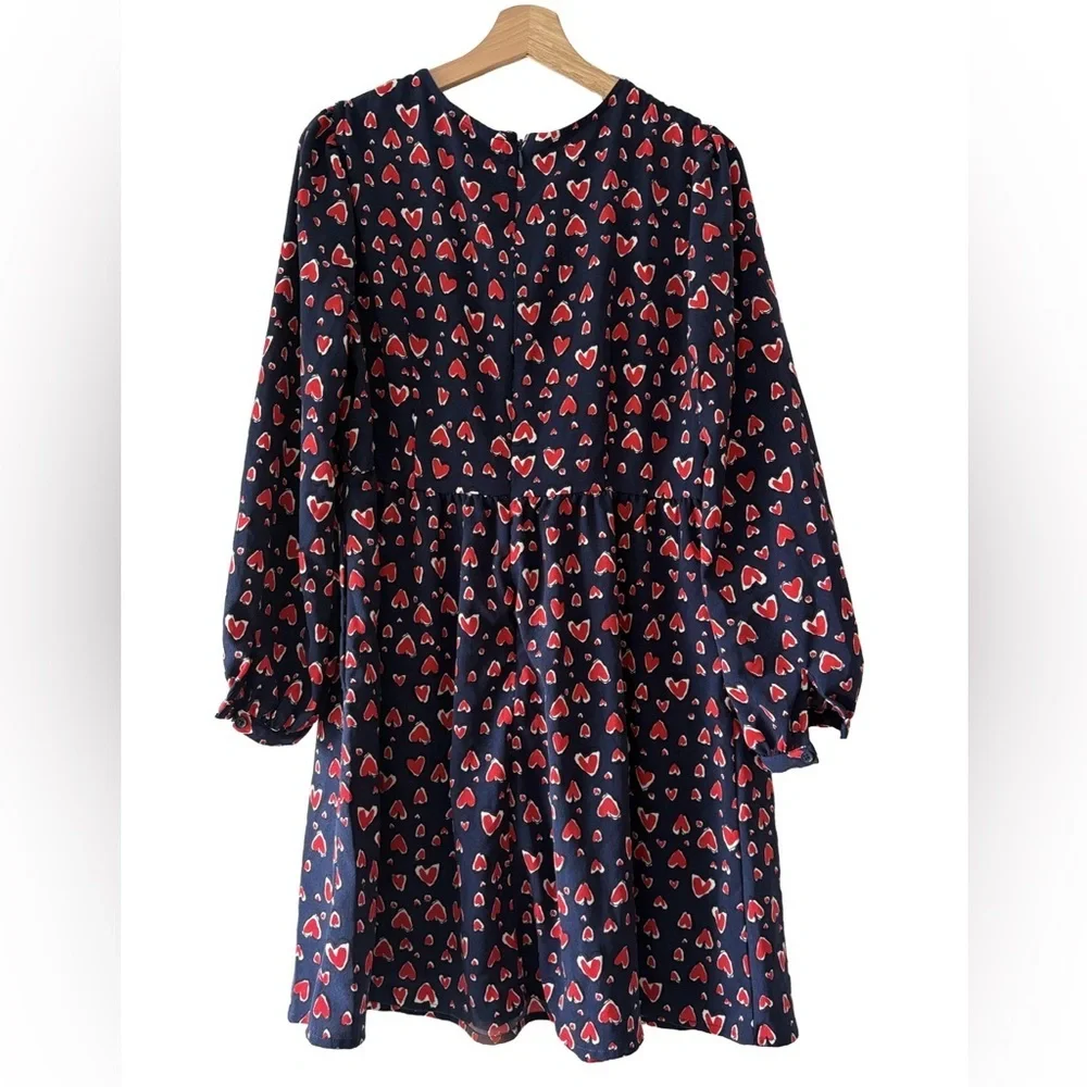 Popsugar Size Large‎ Navy Blue Heart Dress MIDI EUC
